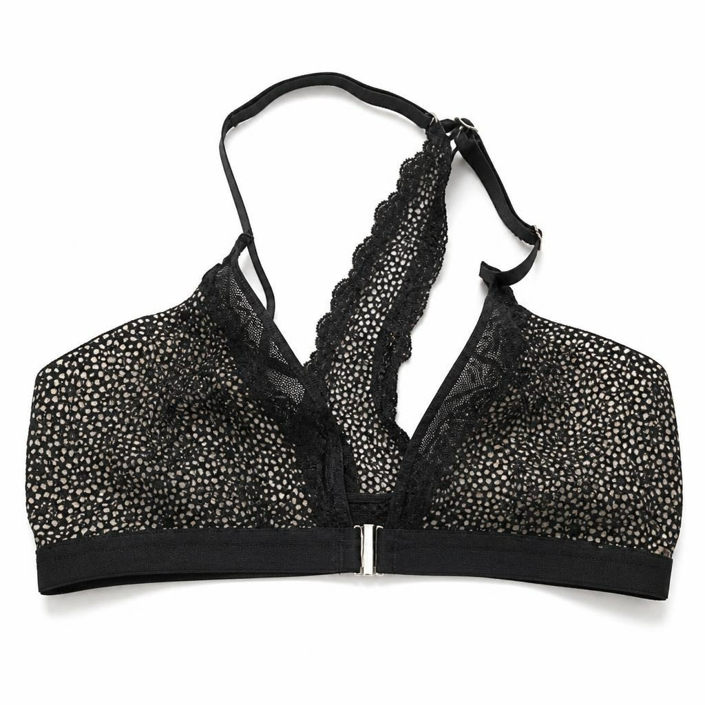 La Vie en Rose black dotted lace bralette - second-hand at Why Go Less