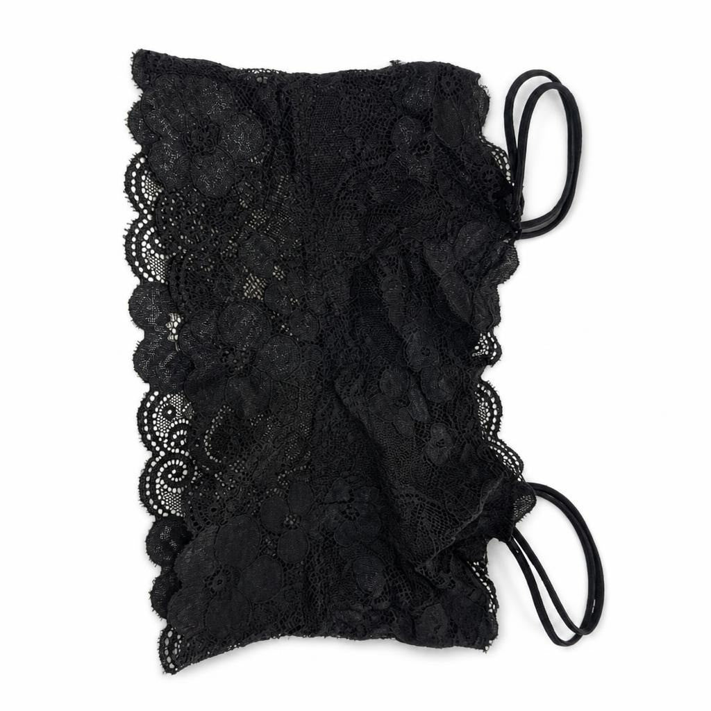 Black lace bandeau bralette, size unknown - second-hand at Why Go Less