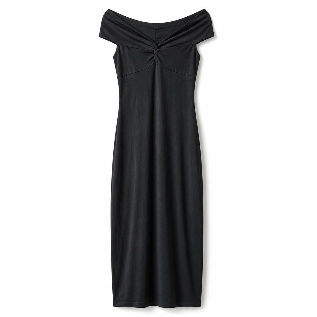 Black off-shoulder maxi bodycon dress - second-hand at Why Go Less
