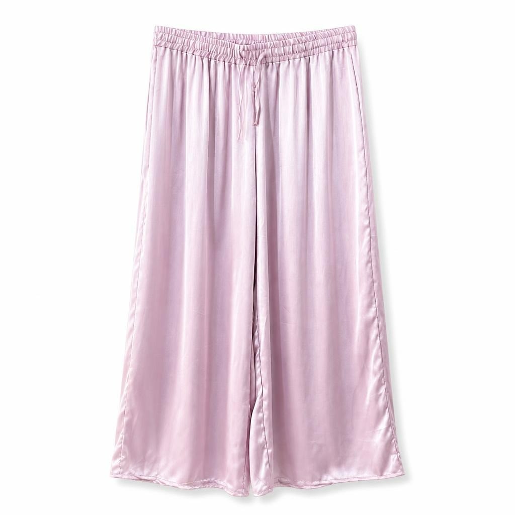 Blush pink wide-leg satin palazzo pants - second-hand at Why Go Less