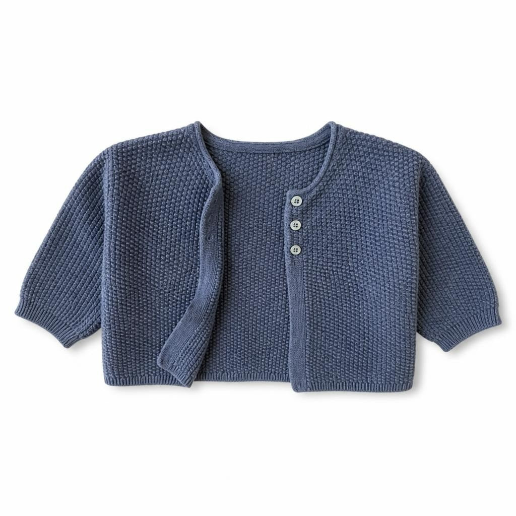Obaïbi knit cardigan, slate blue, 6M - second-hand at Why Go Less