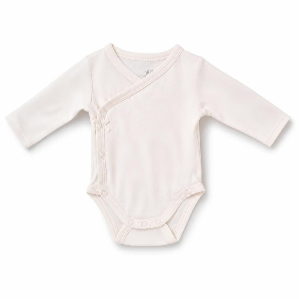 H&M organic cotton wrap bodysuit, pale pink, 1M - second-hand at Why Go Less