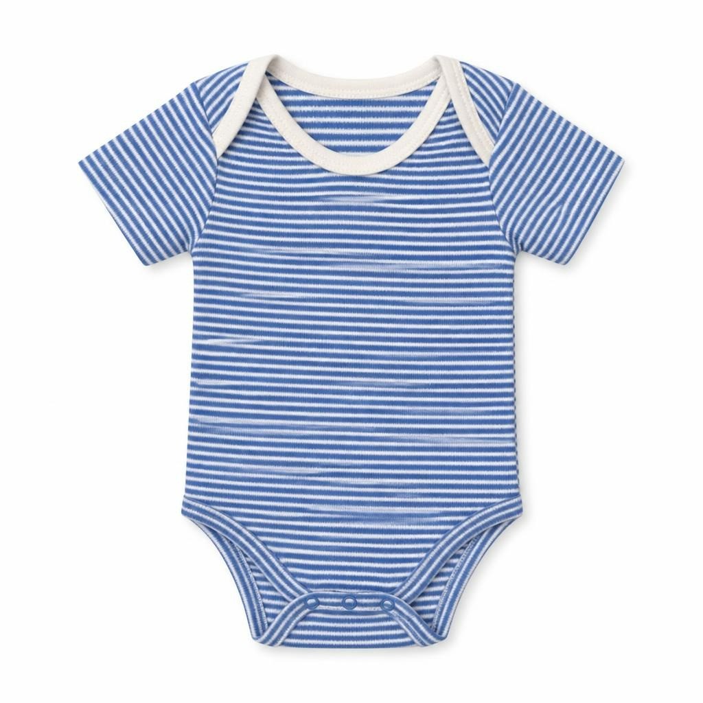 Bon Bébé blue white stripe onesie 0-3M - second-hand at Why Go Less